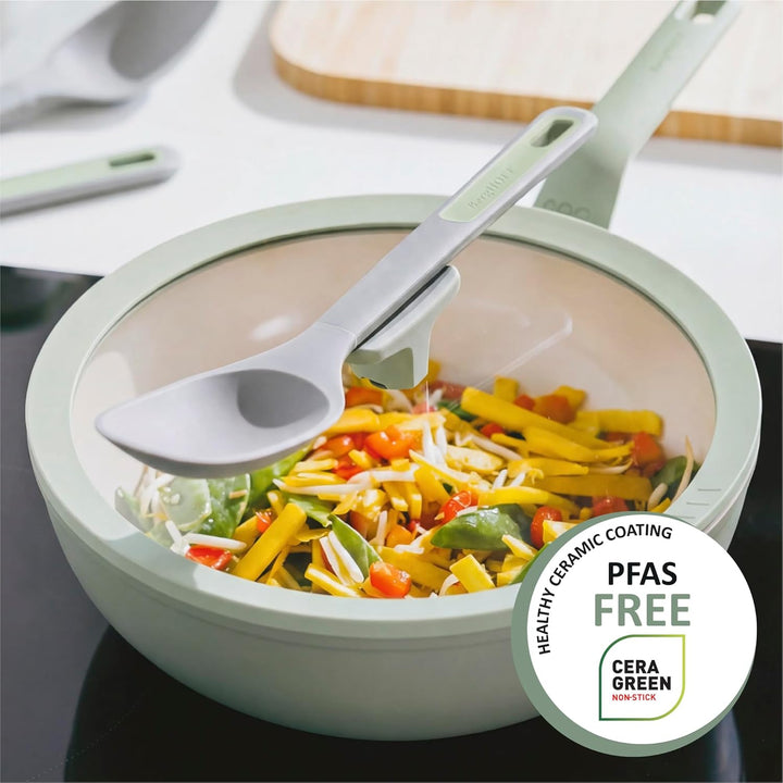 Berghoff Leo Balance Wok Pfanne (28cm) - Wok mit Deckel - Antihaft Wokpfanne - für alle Herdarten -