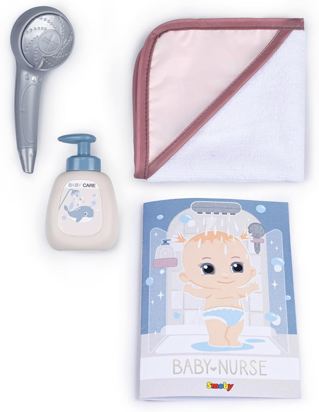 Smoby - Baby Nurse Puppen-Dusche – Duschspass für Puppen – mit Pump-Wasserkreislauf – inkl. Frottee-