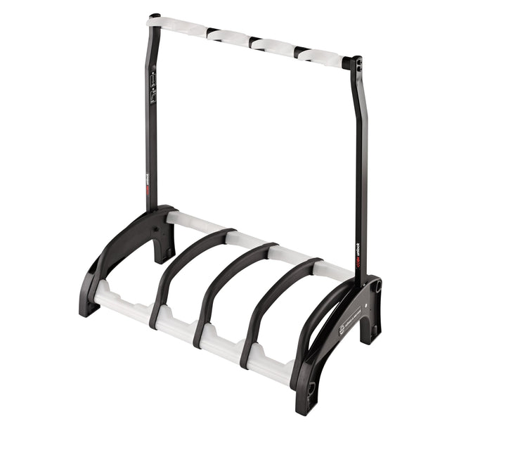 K&M 17534 4-fach Gitarrenständer Guardian 3+1 Schwarz mit transluzenten Elementen - Für Nitrolack ge