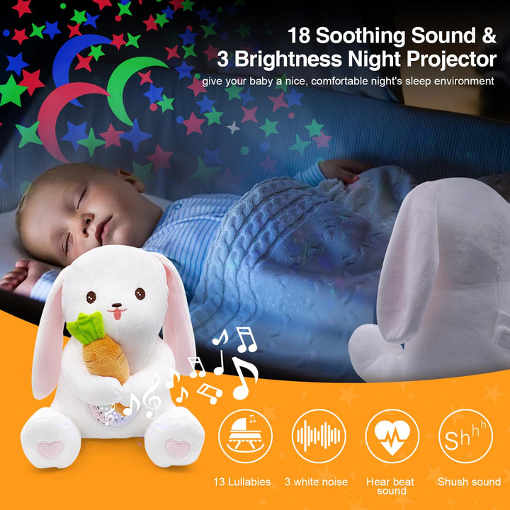 Baby Einschlafhilfe Musik,Babys Nachtlicht Projektor mit Weisses Rauschen, Weinen Erkennungs Sensor,
