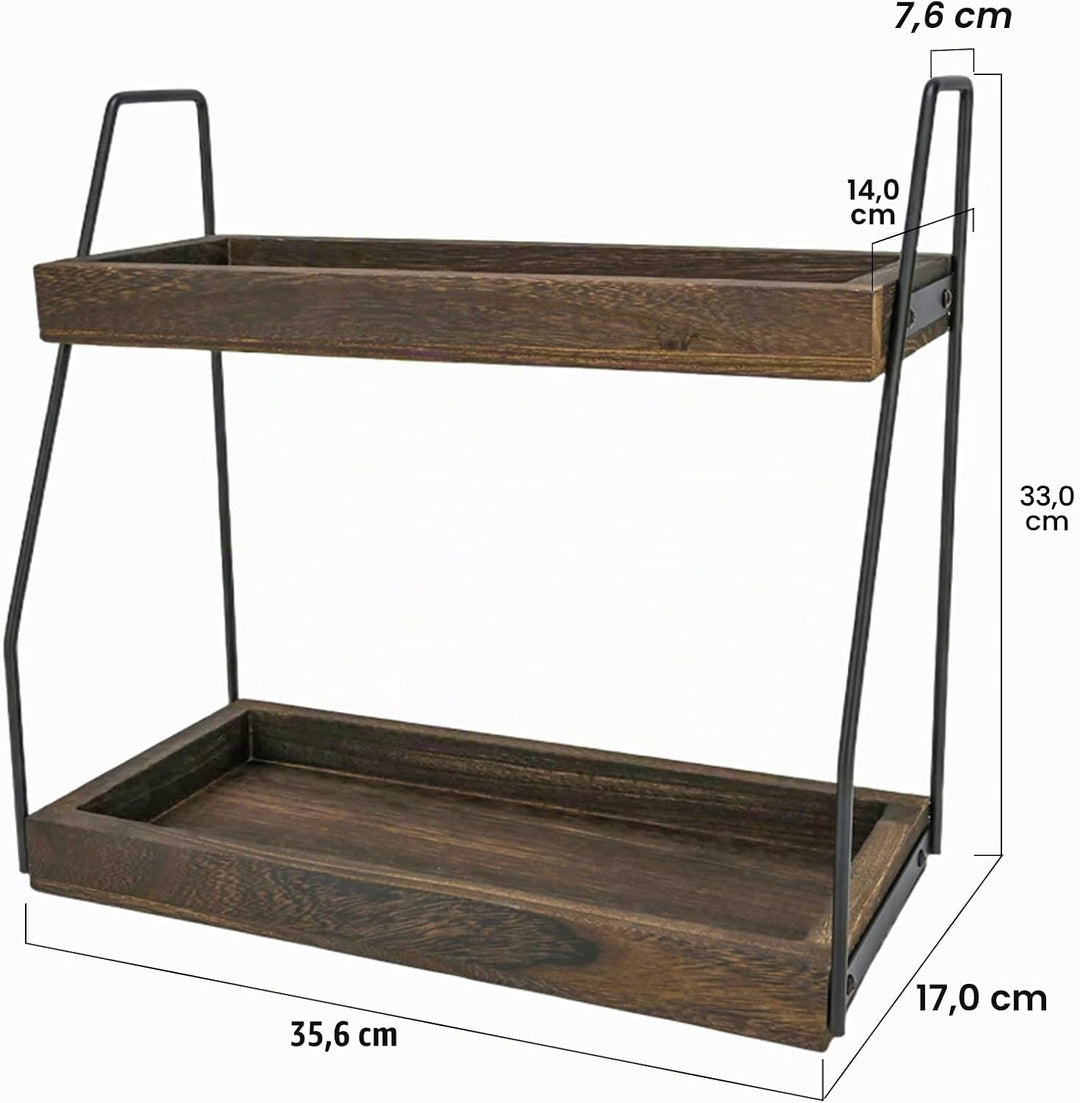 XUDREZ Kaffee Organizer, 2-stöckig Kaffeebar Zubehör Organizer Holz kaffeestation tassenregal, Küche