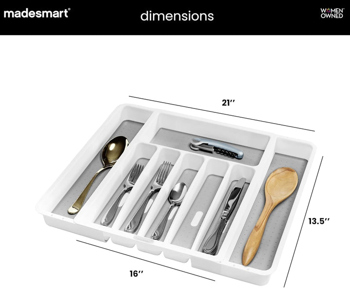 madesmart Erweiterbares Bestecktablett, klassisches Design, 8 Fächer, Symbole, um Besteck, Besteck,