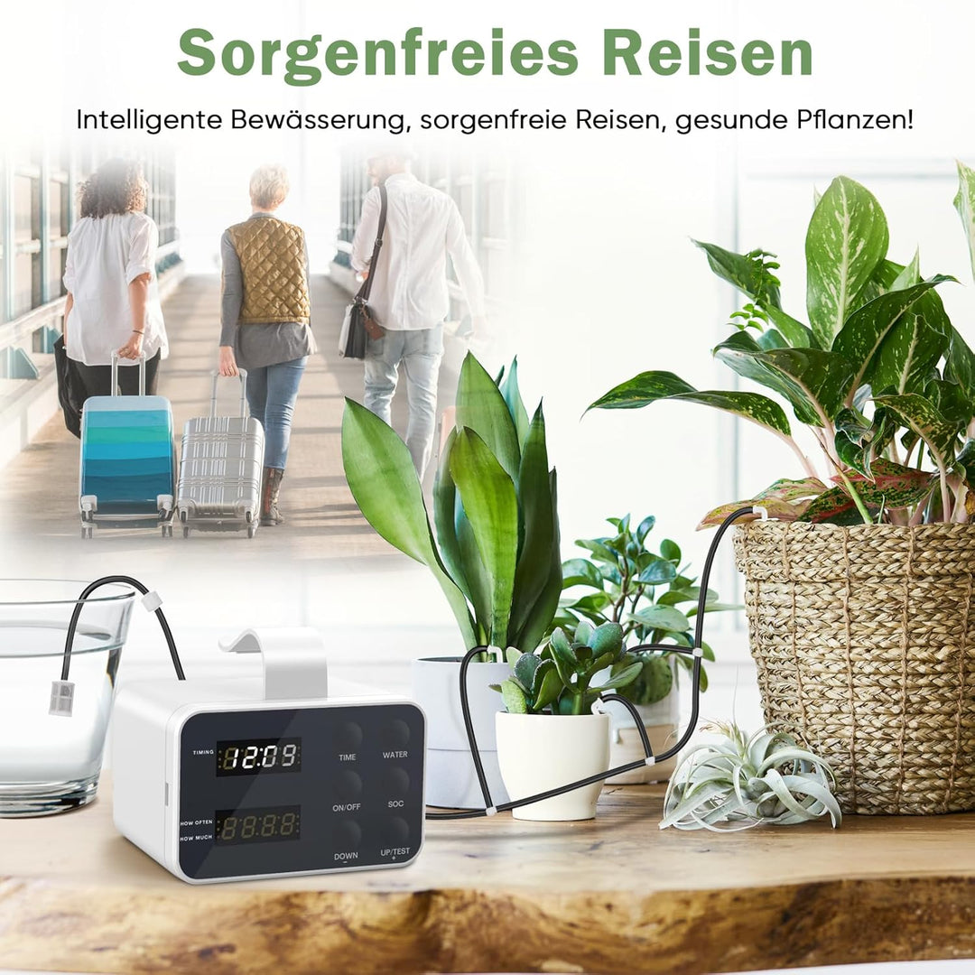 Automatische Bewässerung Indoor, Wiederaufladbares Bewässerungssystem für 15 Pflanzen, Programmierba