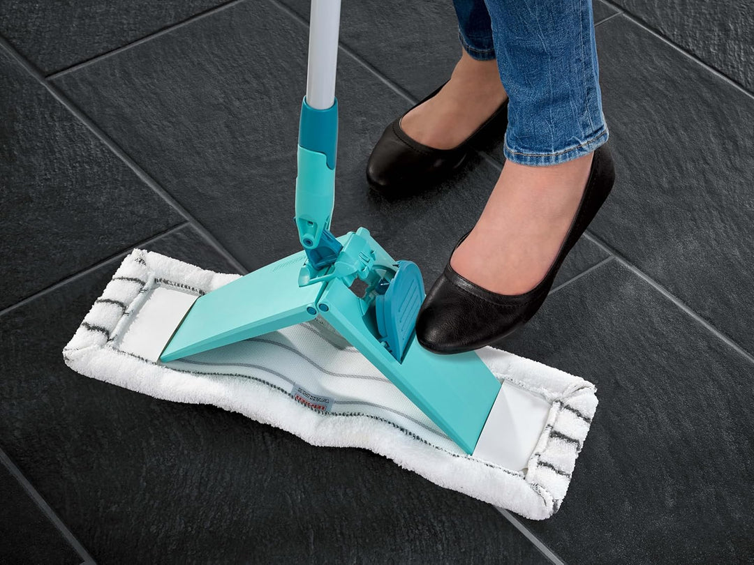 Leifheit Bodenwischer Classic XL microfibre mit integrierter Tuchklemme, 42cm breiter Wischmopp für