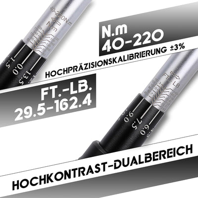 UYECOVE Drehmomentschlüssel 1/2 Zoll, 40-220 NMDrehmomentschlüssel Auto, ±3% Hohe Präzision, 72 Zähn