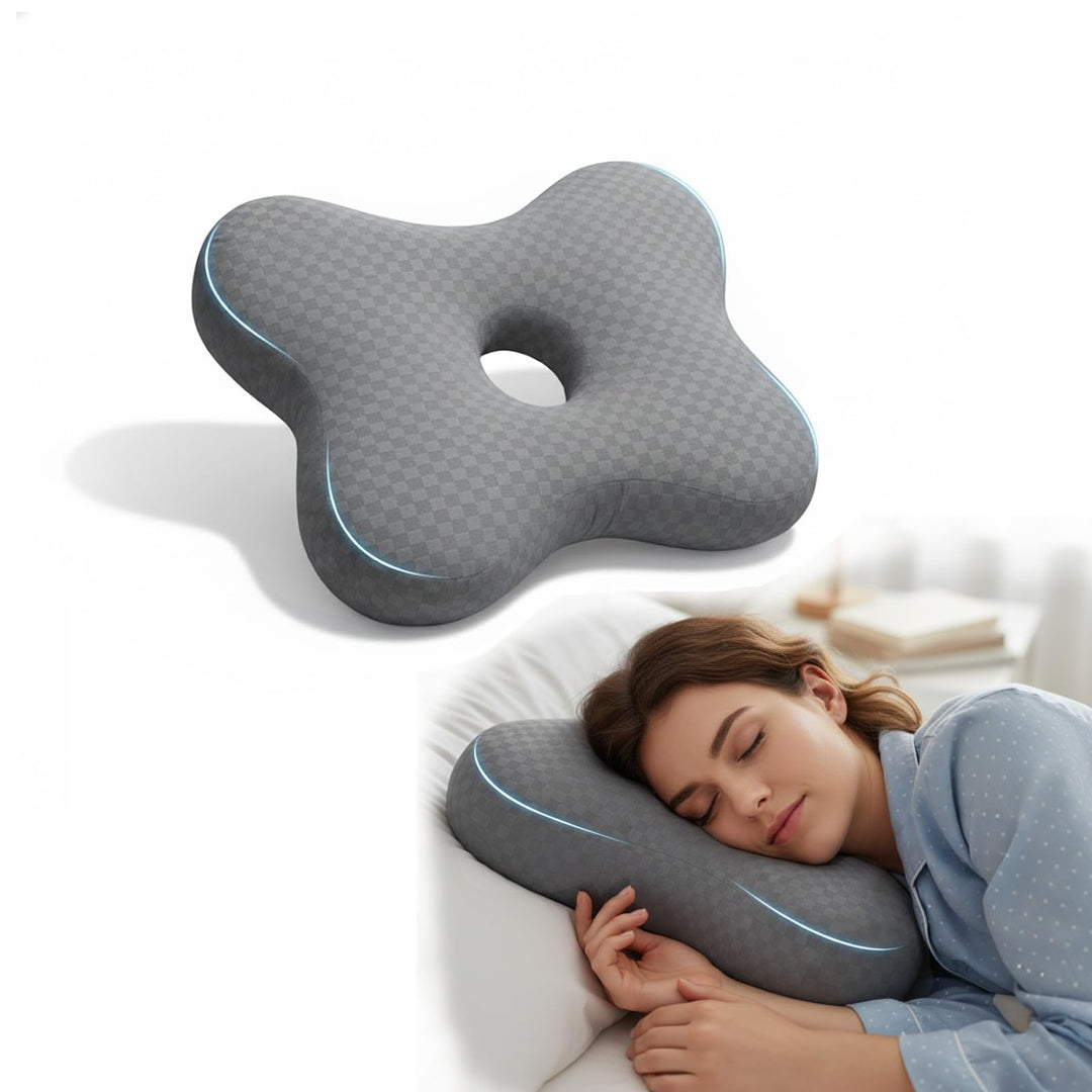 pozico Piercing Kissen mit Loch – Ohrkissen für Seitenschläfer – Druckentlastendes Donut Kissen bei