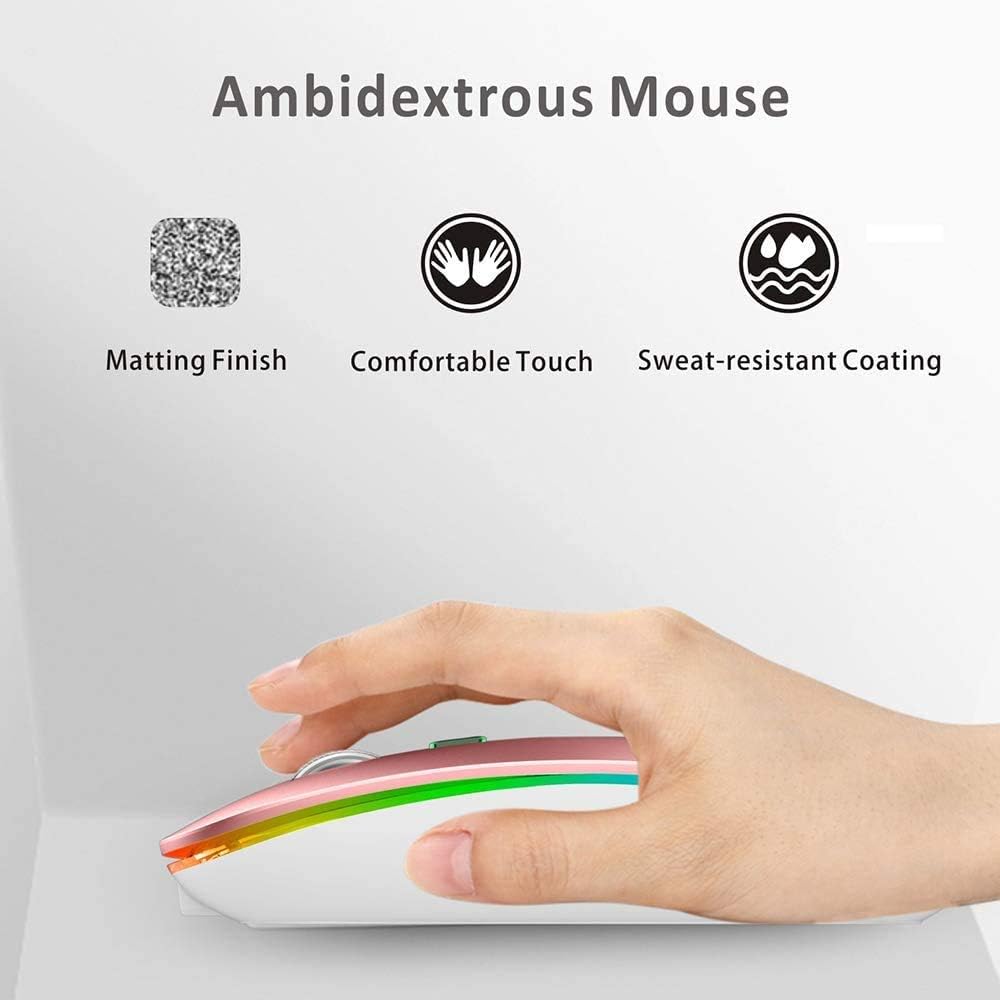 Uiosmuph G12 Maus Kabellos, LED 2.4G Leise Funkmaus Wiederaufladbar Wireless Mousemit Nano USB Empfä