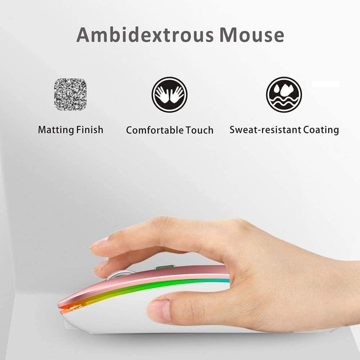 Uiosmuph G12 Maus Kabellos, LED 2.4G Leise Funkmaus Wiederaufladbar Wireless Mousemit Nano USB Empfä