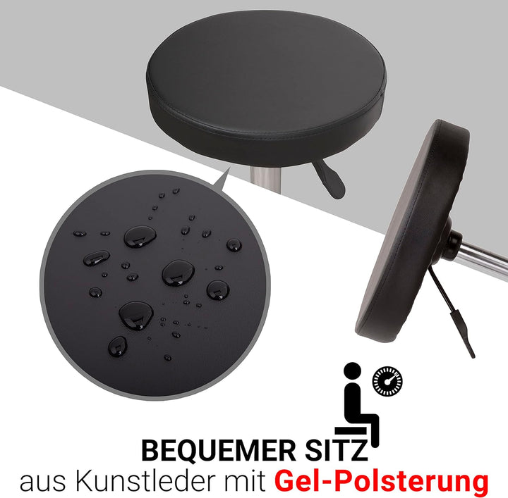 Staboos Rollhocker bis 160 kg - Gel-Polster Sitz rund - Praxishocker (Premium Rollen) Drehhocker höh