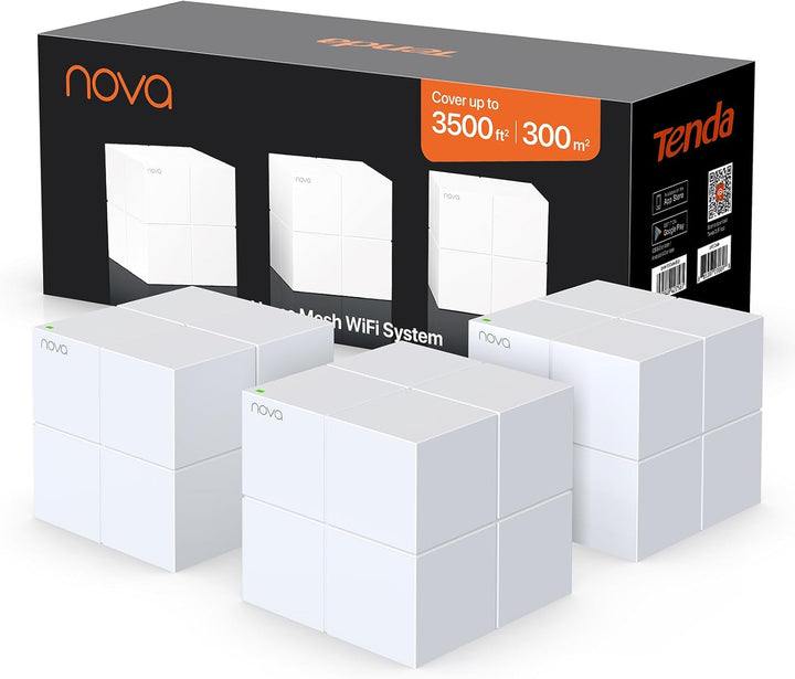 Tenda Nova MW6 Mesh WLAN System - AC1200 Dual Band - Reichweite bis zu 500m² & 90 Geräte - 6x Gigabi