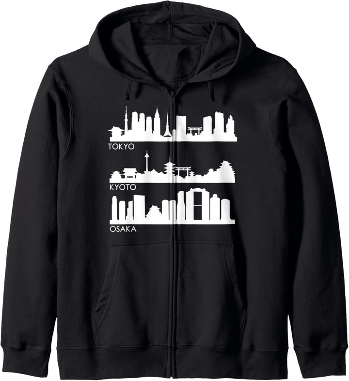 TOKIO OSAKA KYOTO, JAPANISCHE STÄDTE SKYLINE Kapuzenjacke