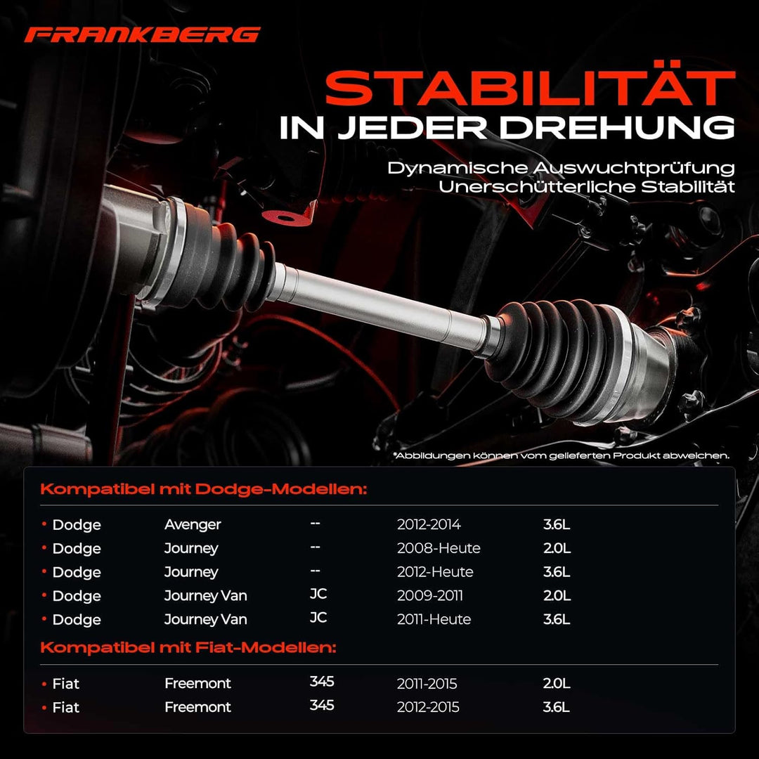 Frankberg 1x Antriebswelle Vorne Rechts Kompatibel mit Avenger 3.6 2012-2014 Freemont 345 2.0 JTD 4x