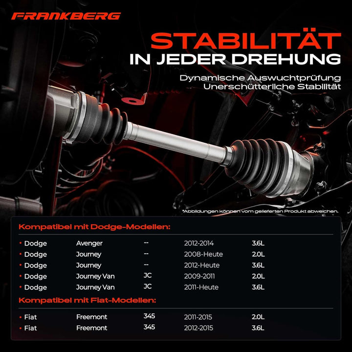 Frankberg 1x Antriebswelle Vorne Rechts Kompatibel mit Avenger 3.6 2012-2014 Freemont 345 2.0 JTD 4x