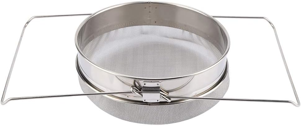 Headerbs Edelstahl-Doppelsieb-Honigsieb, Doppel-Bienensieb-Honigschutt-Maschen-Fliter, Bienenzuchtau