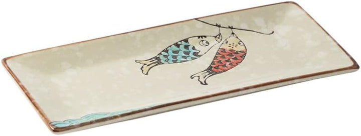 Sushi-Servierplatten im japanischen Stil, Keramik, rechteckig, 4 Stück