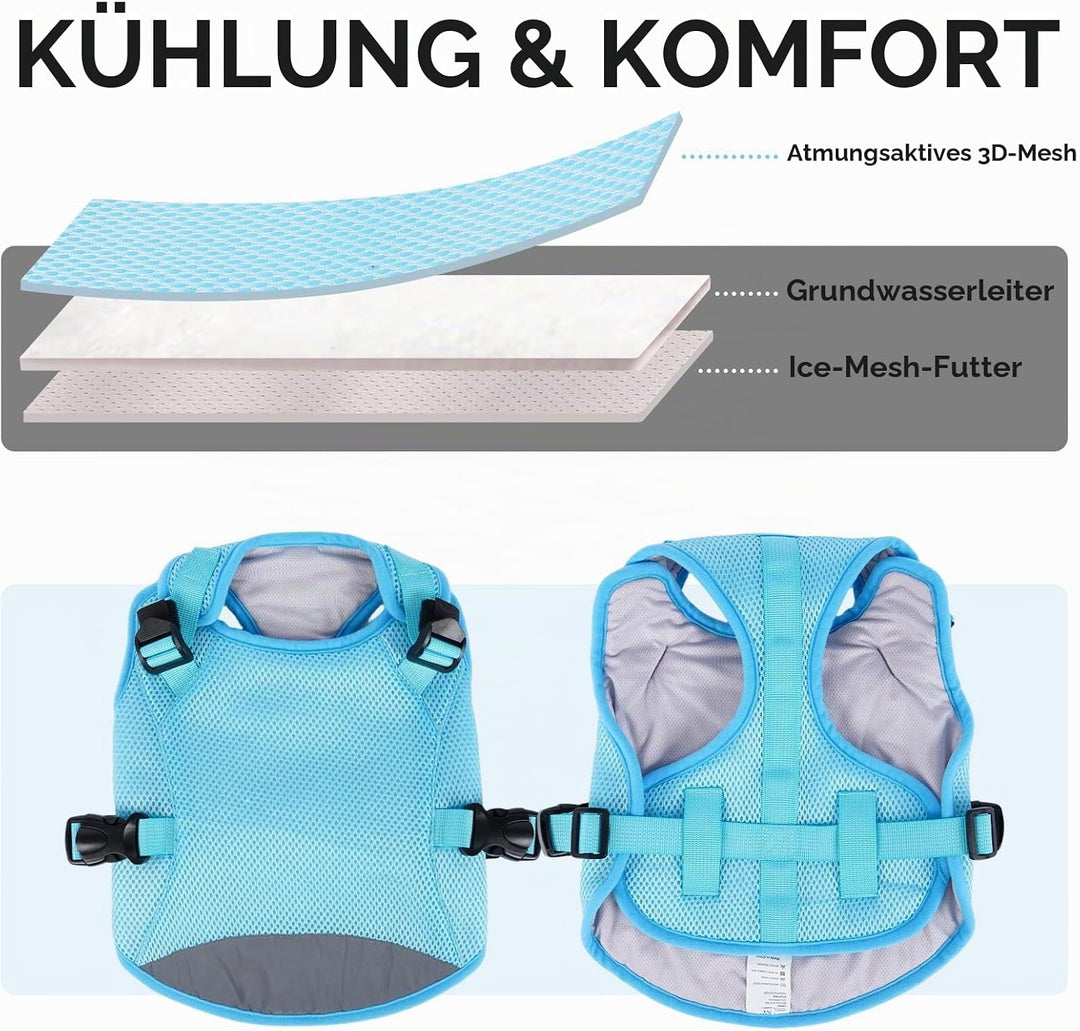 Kühlweste für Hunde XL, Hundekühlweste für grosse Hunde, Atmungsaktiv &amp; Leicht, Verdunstungskühlung,