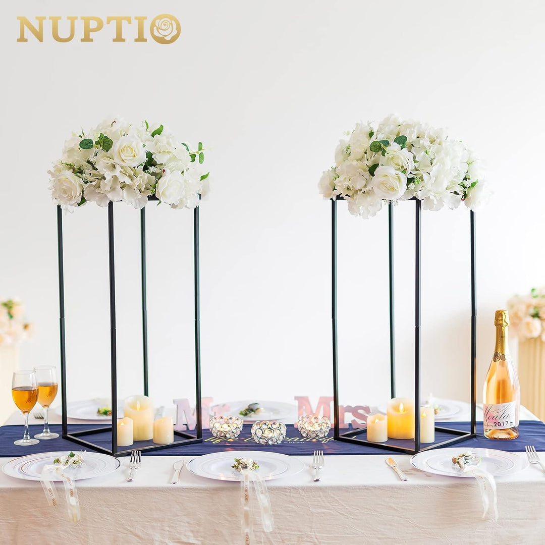 Nuptio Schwarze Vase für Hochzeitsdekoration 2 Stück 60cm Hohe Pflanzenständer Blumenvasen für Hochz