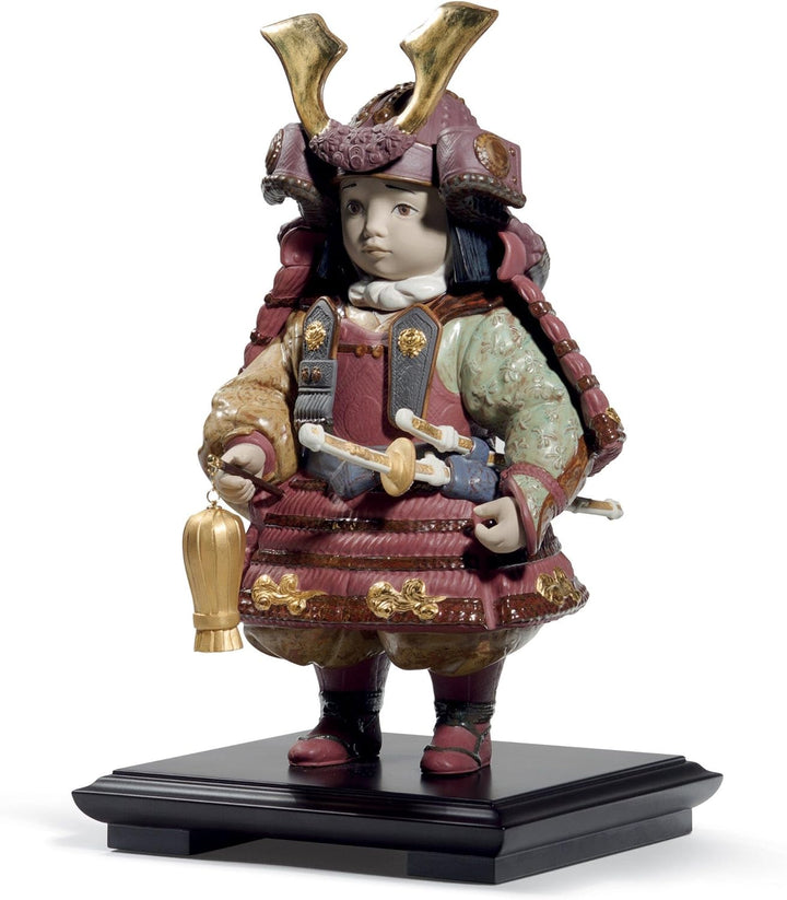 LLADRÓ Figur Samurai-Junge. Gold. Limitierte Auflage. Samurai. Porzellan.