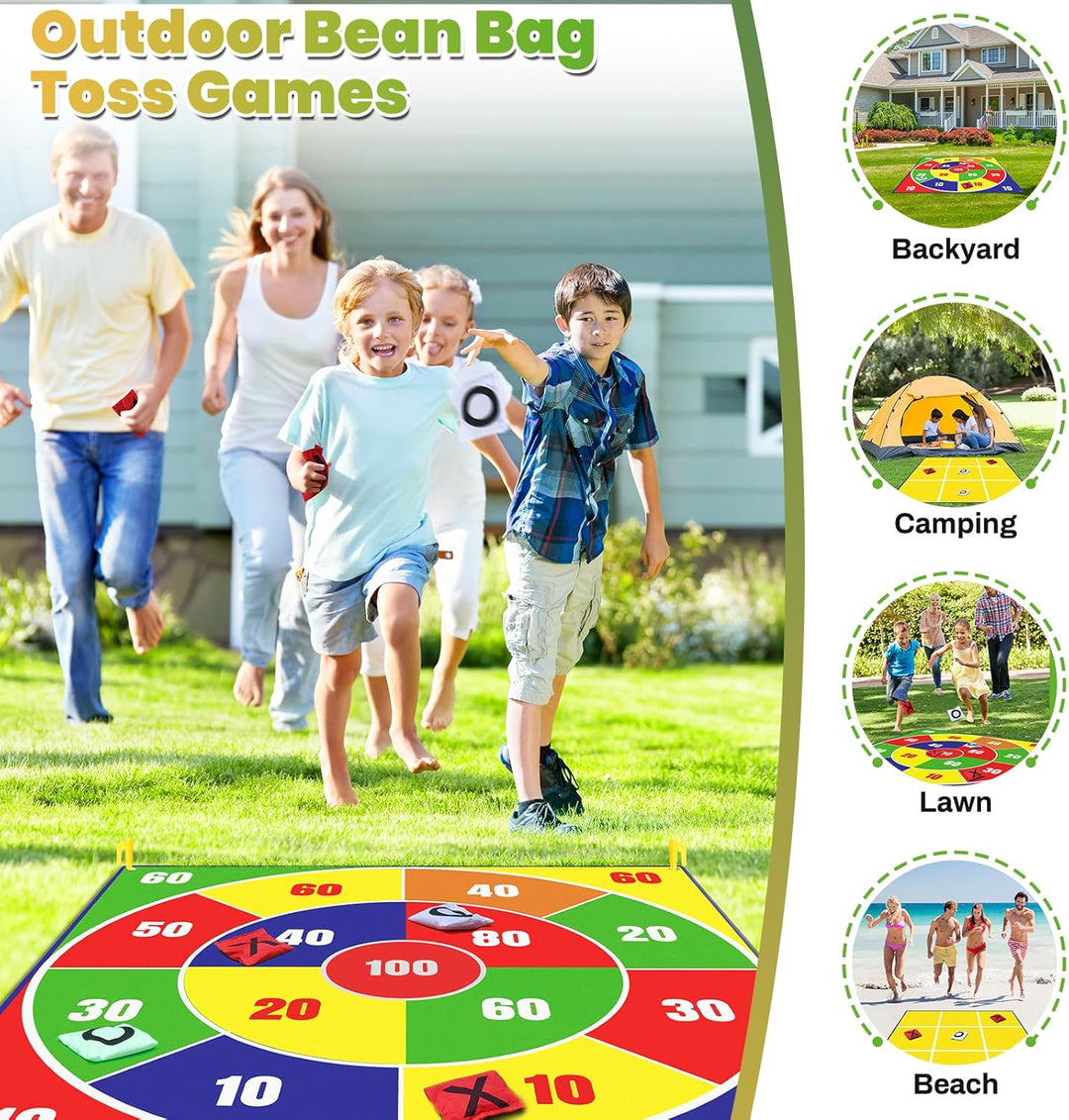 2-in-1 Riesen-Oster-Sitzsack-Wurf & grosser Tic Tac Toe Outdoor-Spiele für Kinder und Erwachsene, 1,