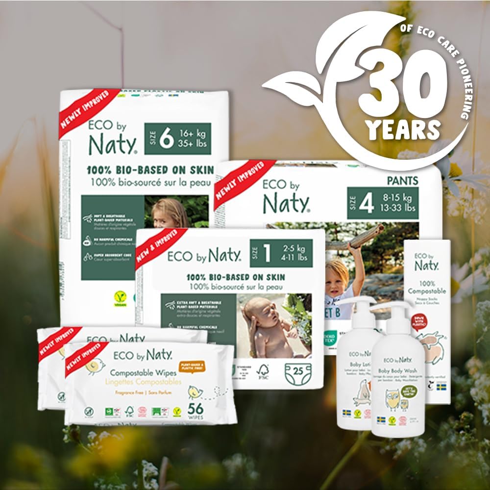 Eco by Naty Baby Öko Windeln - umweltfreundliche Premium-Bio Windeln aus pflanzenbasierten Materiali