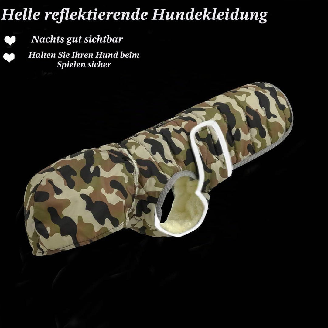 Winter Hundejacke with Abnehmbarem Hut, Hundemantel Wasserdicht Reflektierend Hund Mantel Warme Hood
