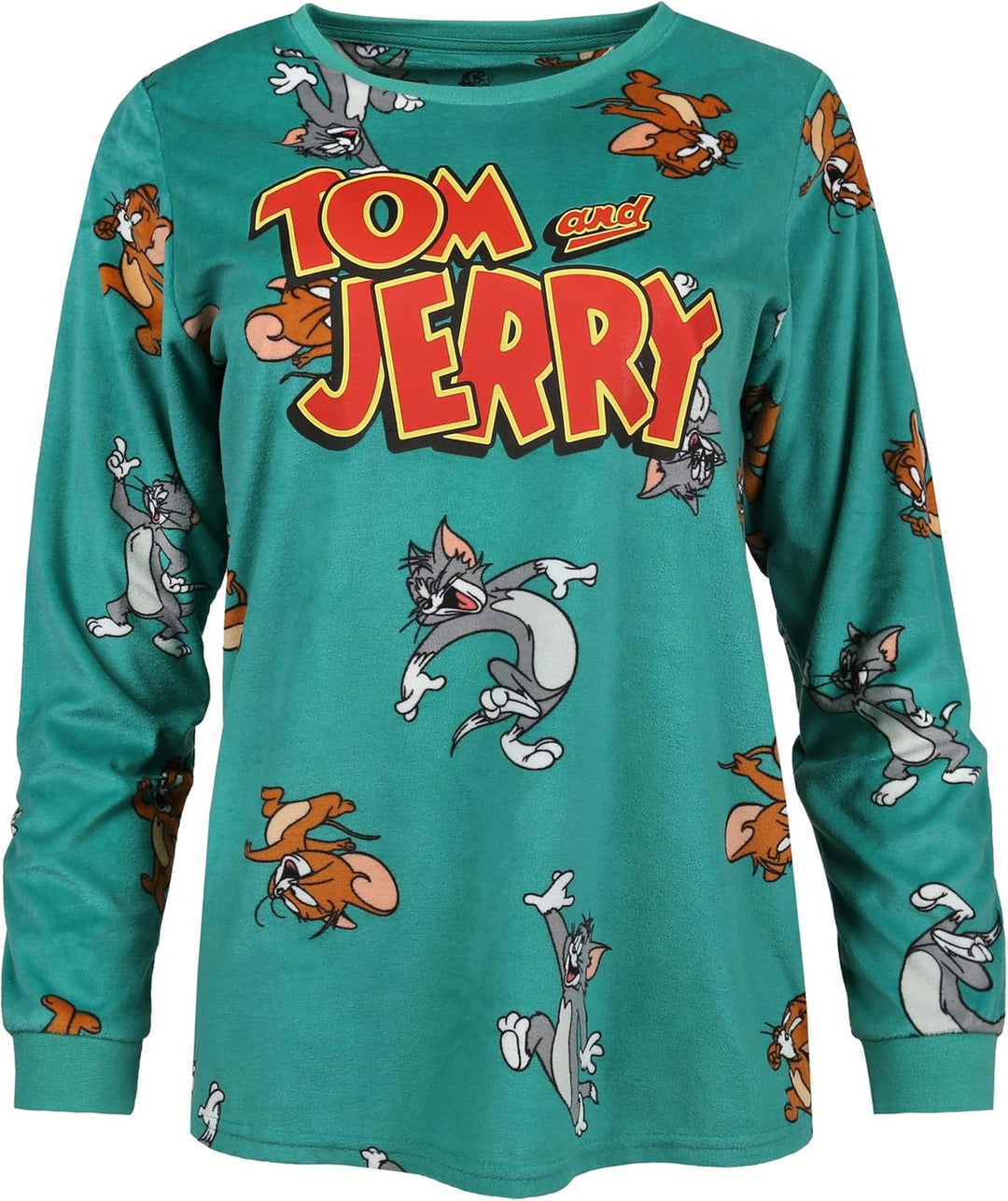 sarcia.eu Tom and Jerry Damen Schlafanzug in Türkis, zweiteilig, langärmlig, Warmer Schlafanzug XS P