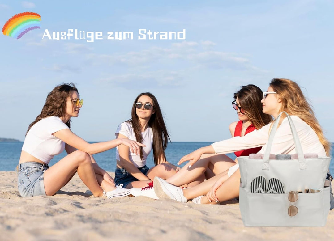LEDAOU Grosse Strandtasche mit reissverschluss Damen Wasserdicht Umhängetasche Tragetasche shopper s