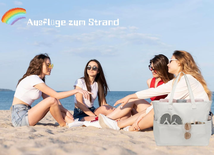 LEDAOU Grosse Strandtasche mit reissverschluss Damen Wasserdicht Umhängetasche Tragetasche shopper s
