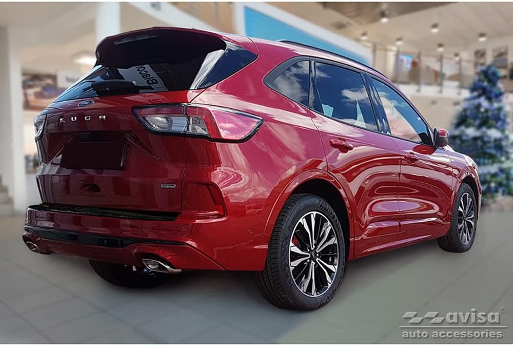 Avisa Spiegelschwarz Edelstahl Heckstossstangenschutz kompatibel mit Ford Kuga III ST-Line/Hybrid/Vi