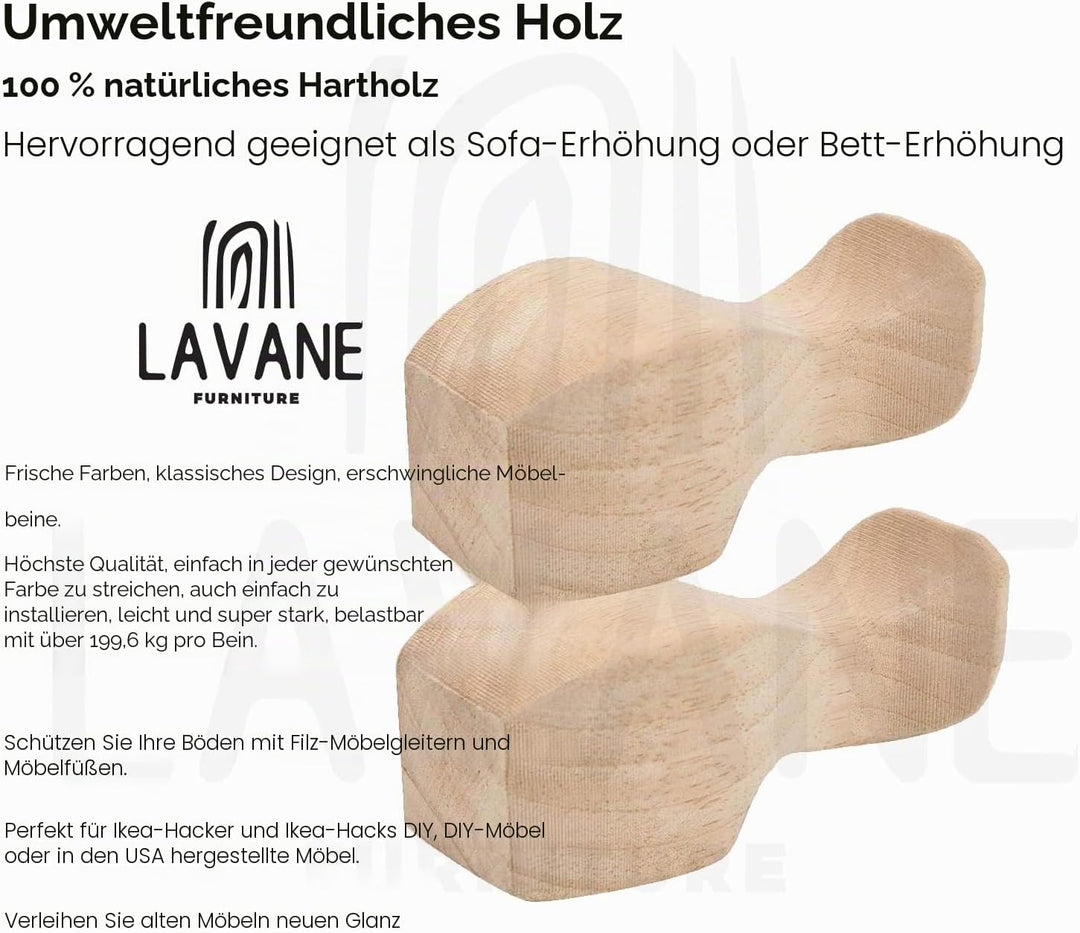 La Vane 25cm Holz Möbelfüsse, 4 Stück Europäisch Stil Massivholz Geschnitzten Ersatz Tischbeine Möbe