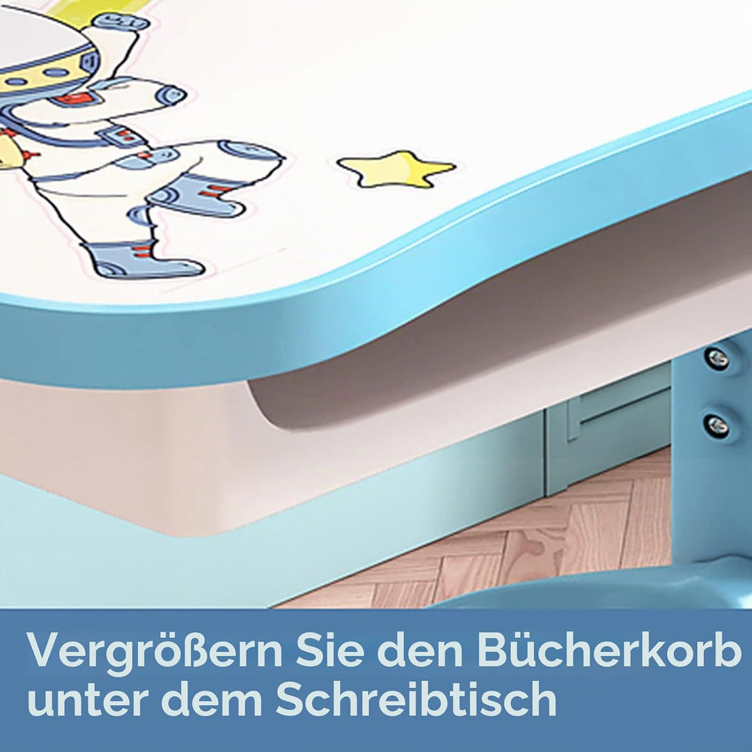 Kinderschreibtisch Höhenverstellbar, Tisch und Stuhl Set mit Schublade Kinderzimmer Möbel Mädchen Ju