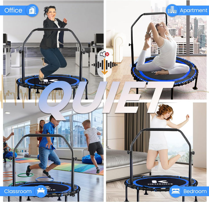 40/48 Zoll Faltbares Rebounder Trampolin für Erwachsene mit Bungee, 450/250 kg leises Indoor-Mini-Tr