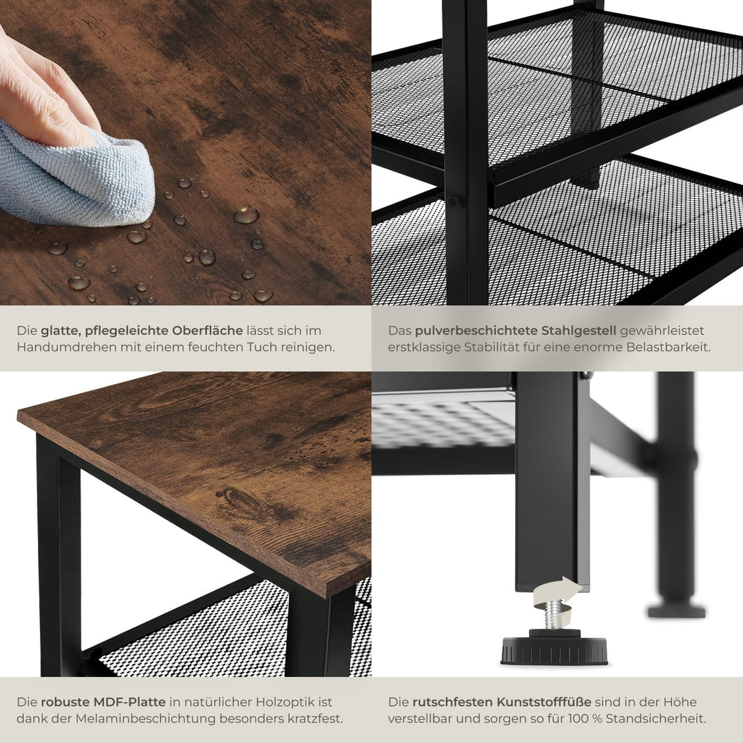 tectake 800949 Schuhregal schmal mit Sitzfläche, Schuhbank aus Holz und Metall, Industrie-Design, 3