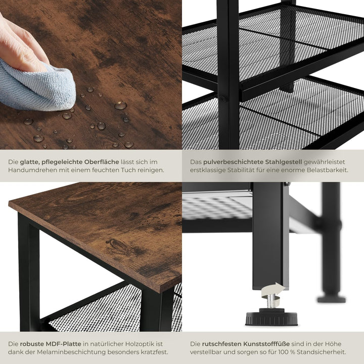 tectake 800949 Schuhregal schmal mit Sitzfläche, Schuhbank aus Holz und Metall, Industrie-Design, 3