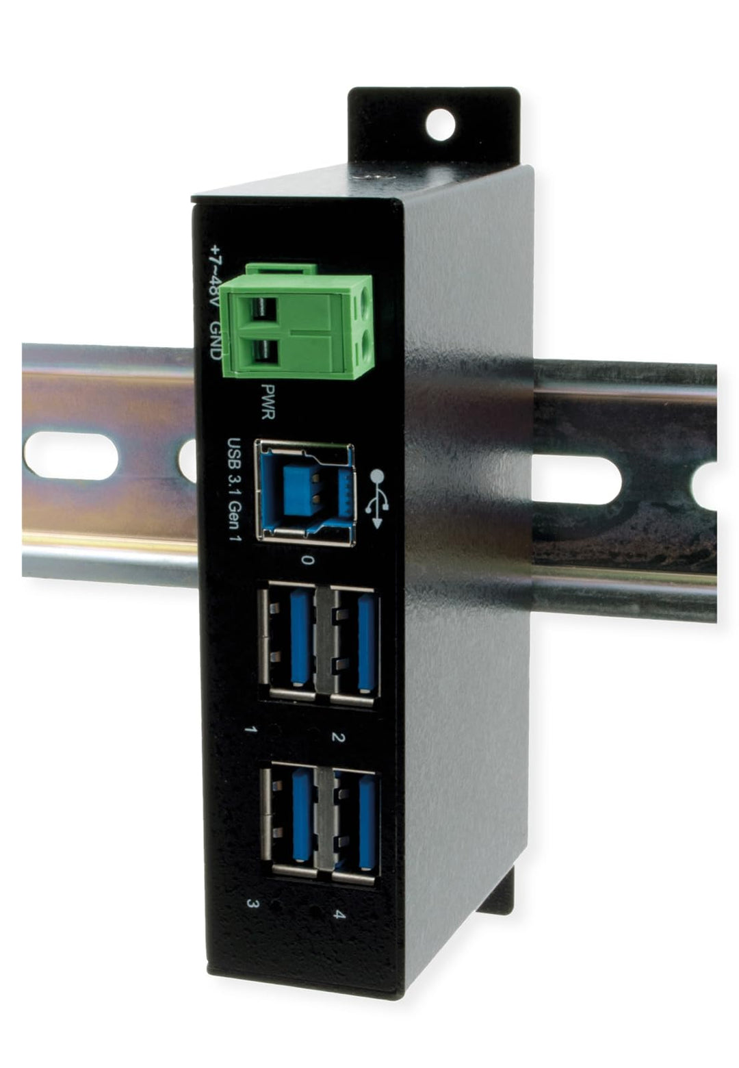EXSYS EX-1504HMS - Managed 4-Port USB 3.2 Gen1 Metall HUB mit 15KV EDS Überspannungsschutz (Din-Rail