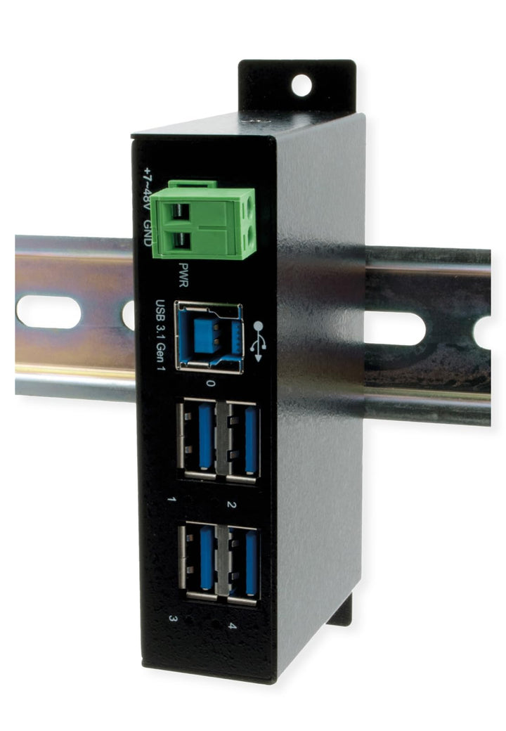 EXSYS EX-1504HMS - Managed 4-Port USB 3.2 Gen1 Metall HUB mit 15KV EDS Überspannungsschutz (Din-Rail