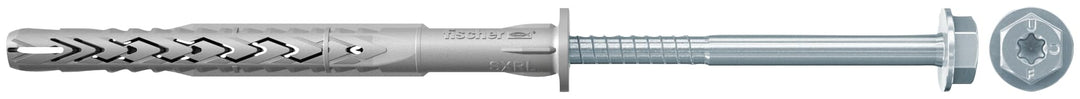 fischer Langschaftdübel SXRL 8x160 FUS, Dübel mit Sechskantschraube &amp; angeformter U-Scheibe (50 Stk.