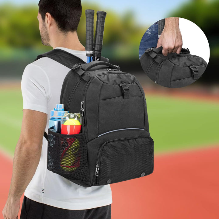 DSLEAF Tennisrucksack für 2 Schläger, Tennistasche mit separatem belüftetem Schuhraum für Tennis-/Pi
