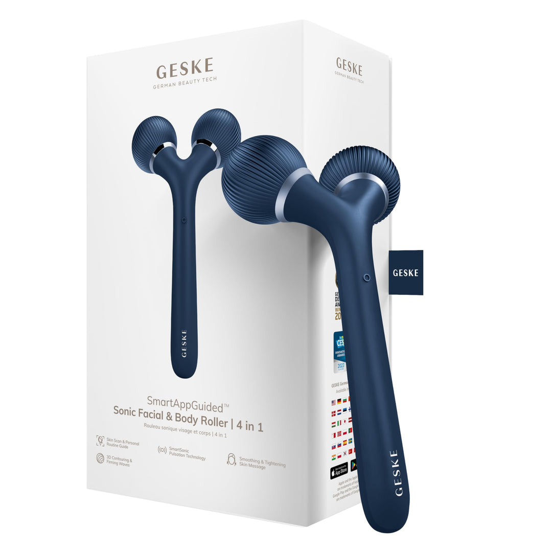GESKE | SmartAppGuided™ Sonic Facial &amp; Body Roller | 4 in 1 | Dermaroller | Gerät für Gesicht und Kö