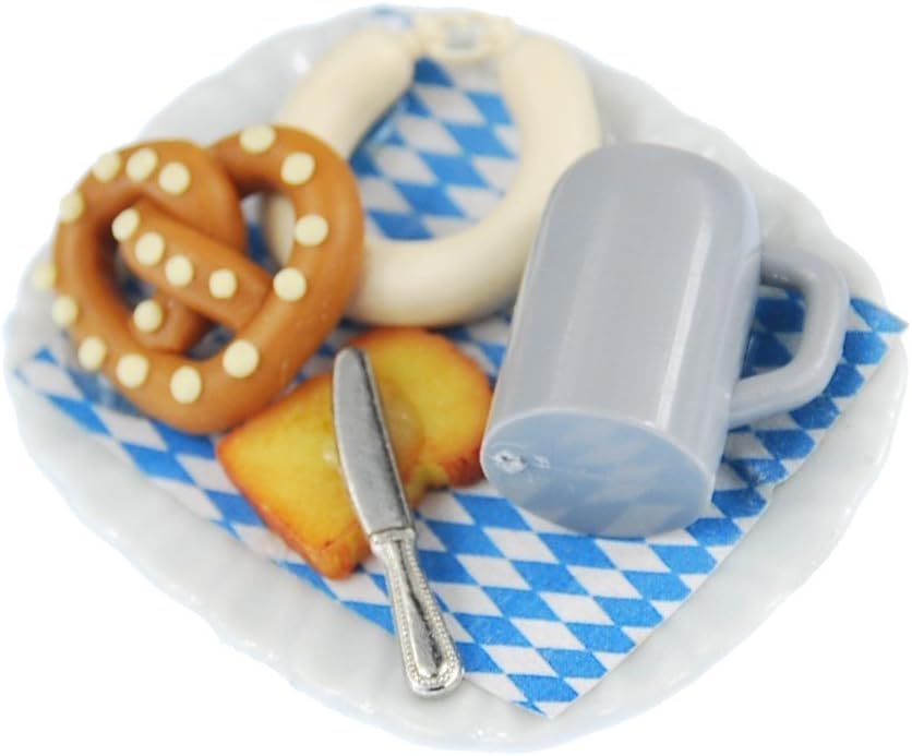 Miniblings Oktoberfest Teller Brosche Essen Wiesn Bier Brezel Wurst Toast Messer - Handmade Modeschm