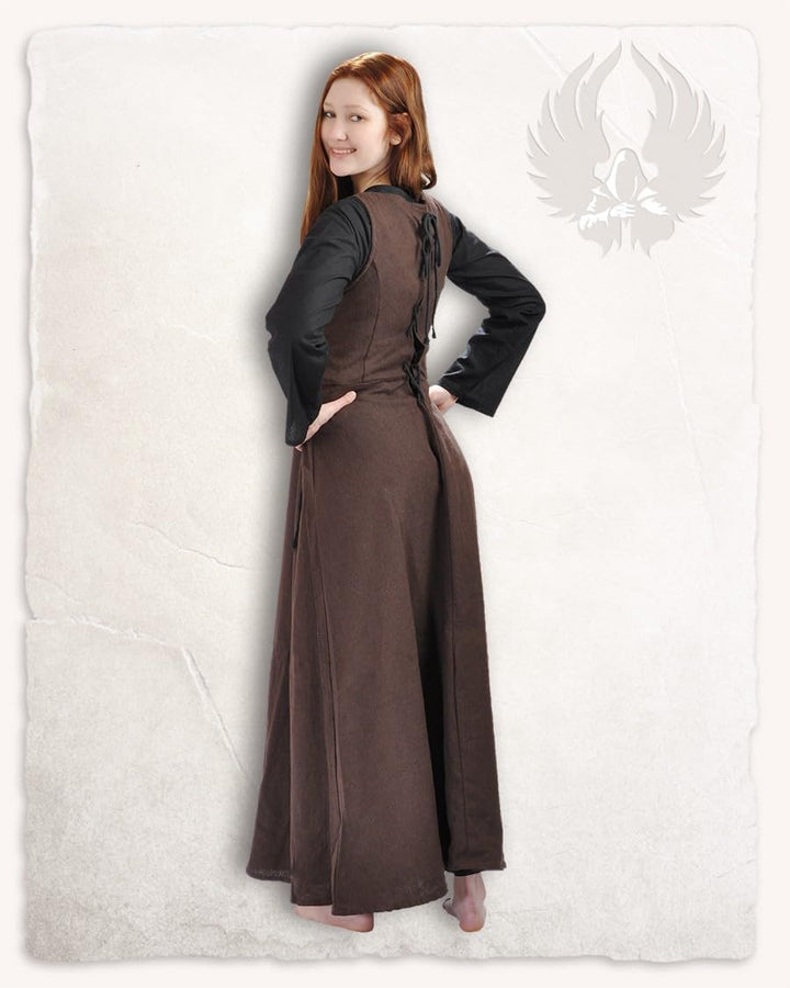 MYTHOLON Uma Kleid Canvas braun, XL, Kleid Mittelalter Damen, LARP, Cosplay, Wikinger XL Braun, XL B