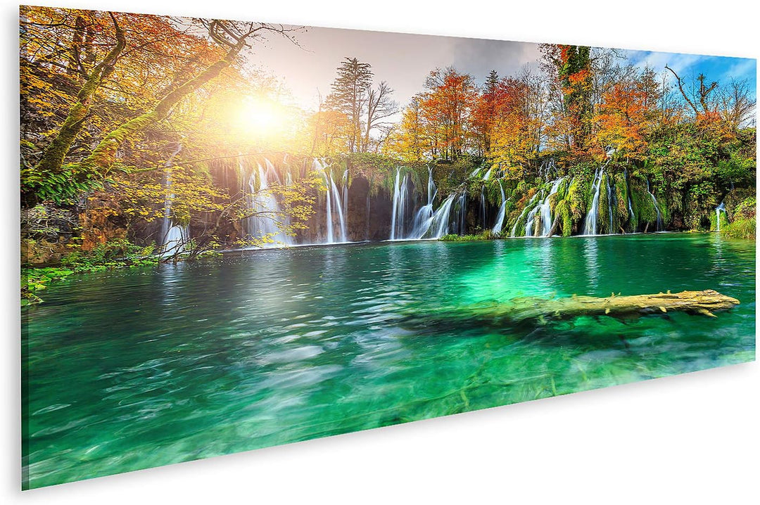 islandburner Bild auf Leinwand Bunte Aututmn Landschaft Wasserfälle Plitvice National Park Kroatien
