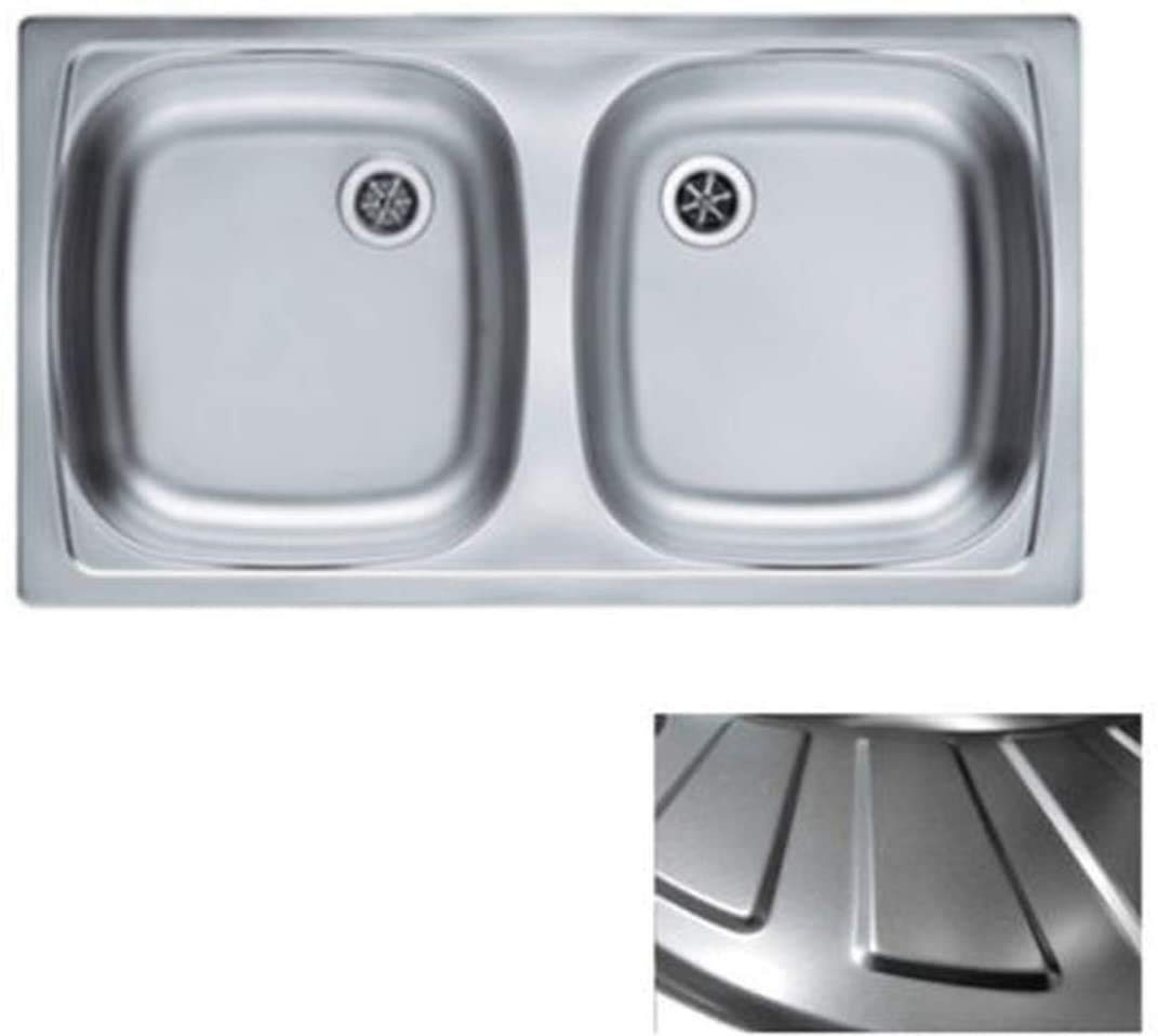 VBChome: Doppelbecken Einbauspüle 780 x 435 mm Camping Küchenspüle - Satinstruktur Alveus Basic 160