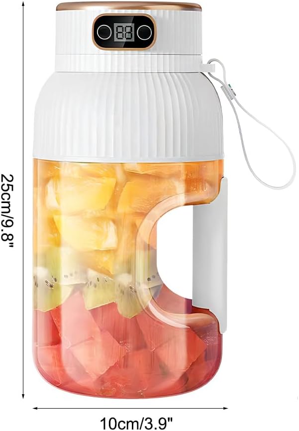 Tragbarer Entsafterbecher, 1200 ml Smoothie-Mixer mit Digitalanzeige, USB wiederaufladbar Multifunkt