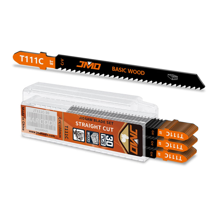 JMD 30 x T111C Holz Stichsägeblätter Set 100mm 8TPI Sägeblätter Stichsäge für Holz und Kunststoffsch