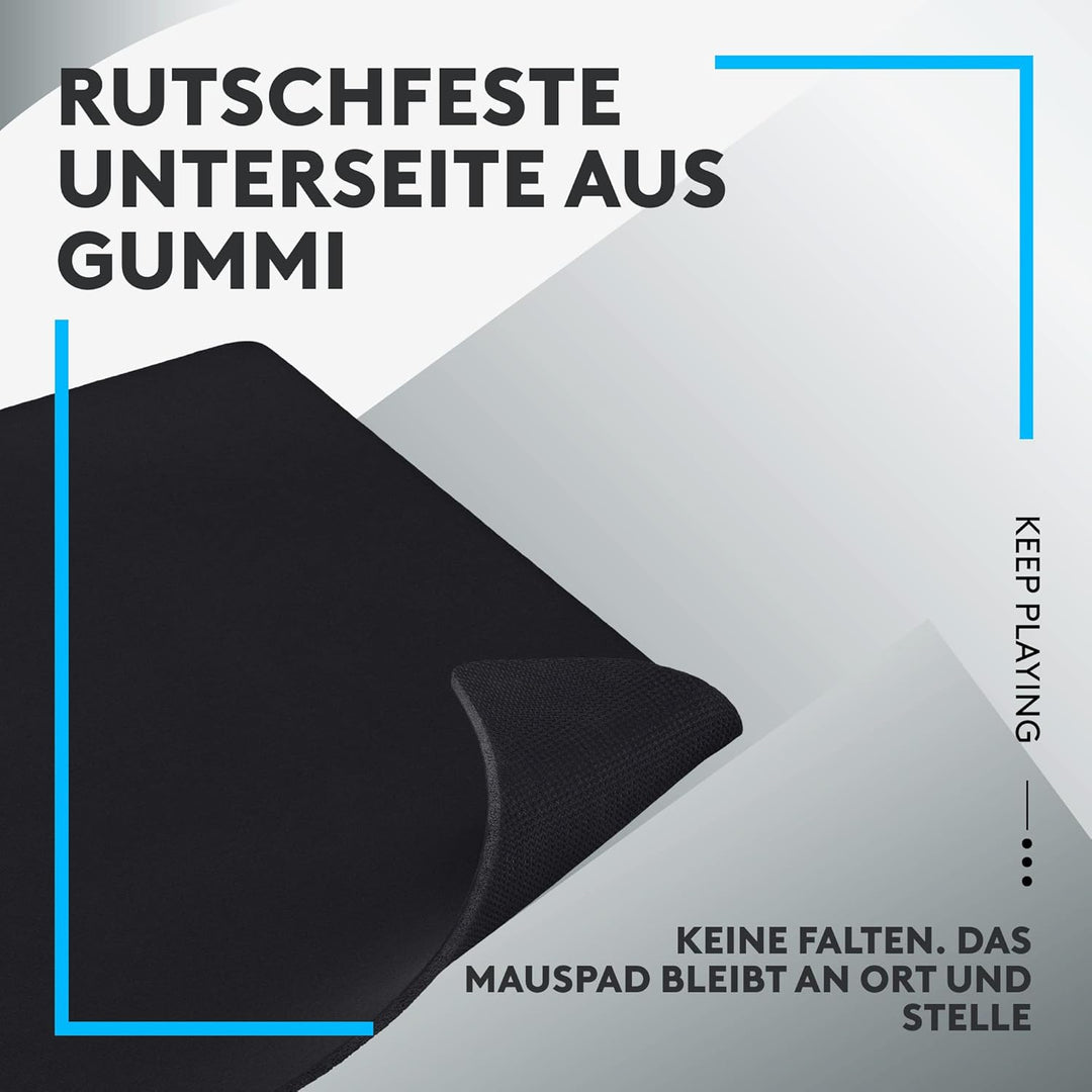 Logitech G640 Gaming-Mauspad aus Stoff, 460x400 mm, 3mm flaches Profil, Geringe Oberflächenreibung,