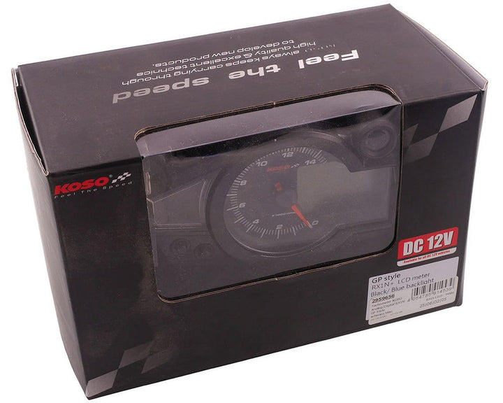 KOSO Tacho RX1N GP Style (schwarz/blau beleuchtet) mit ABE