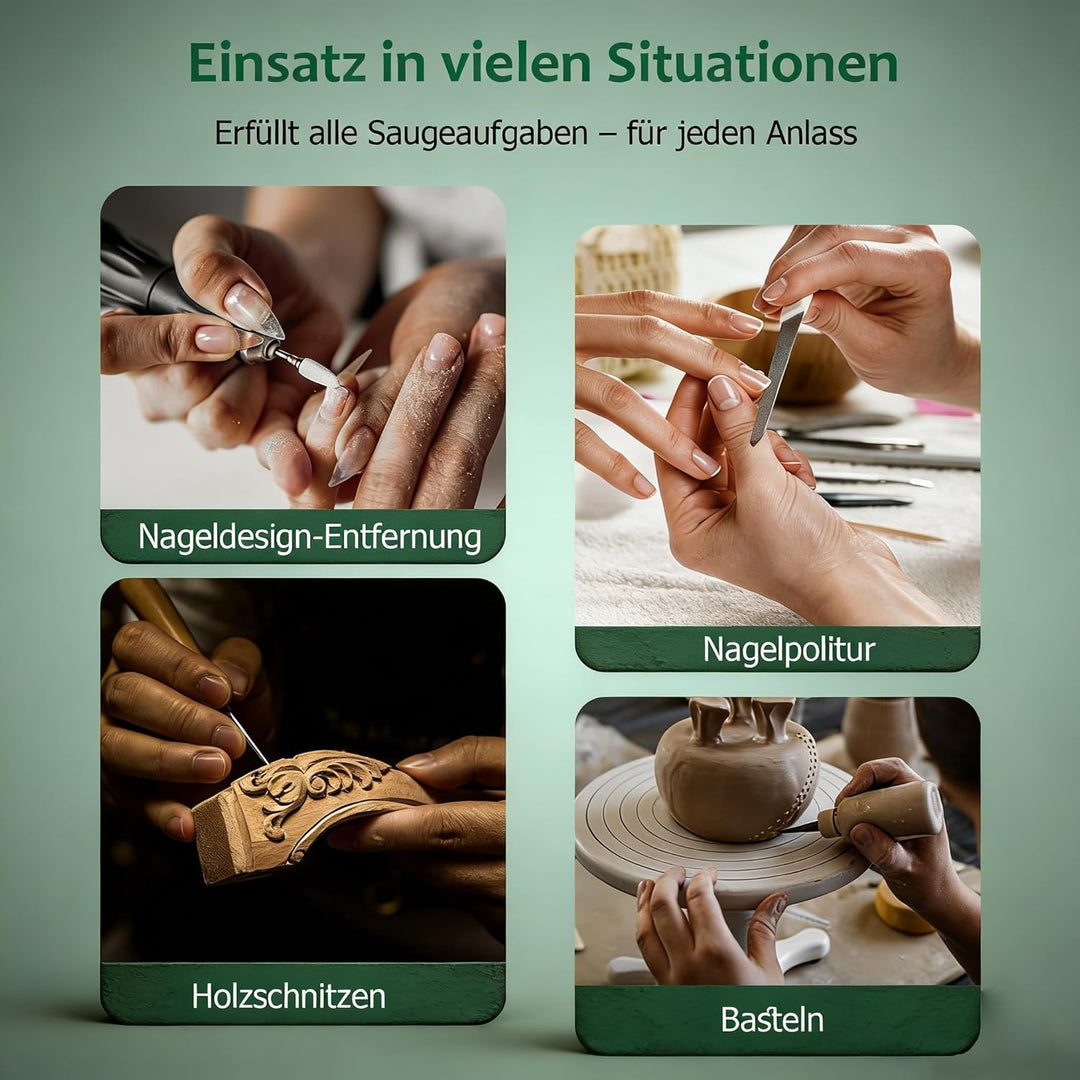Nagelstaubsauger mit 10 Saugstufen & 30 Filtern, 6000 U/min leiser Staubabsauger für Nägel, Wiederau