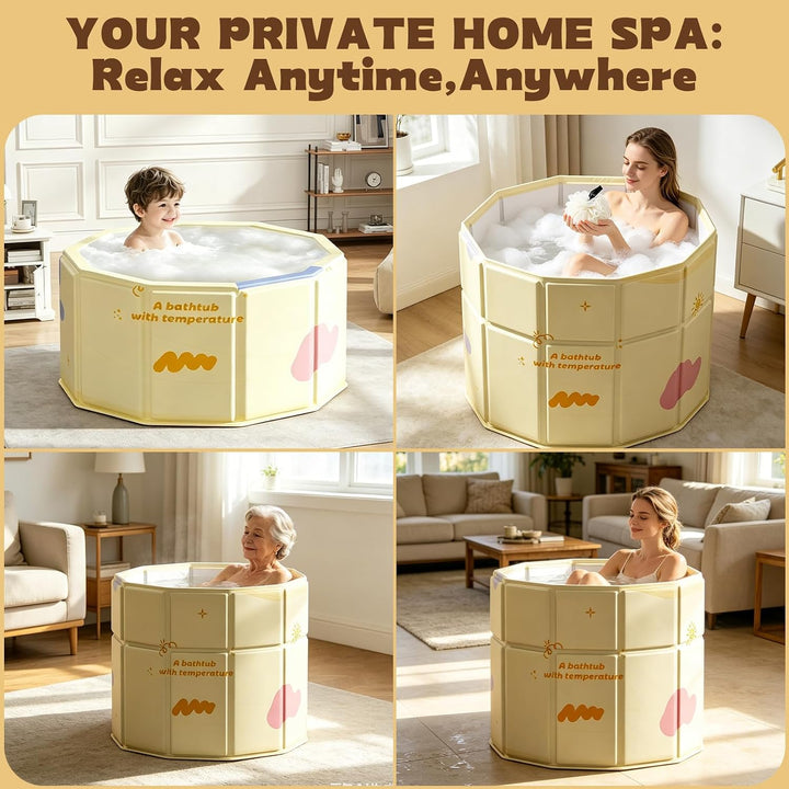 Faltbare Badewanne Gelb 70x80cm,Faltbarer Rand "Step-in" Eingang für Senioren & Kinder,Sitzbadewanne