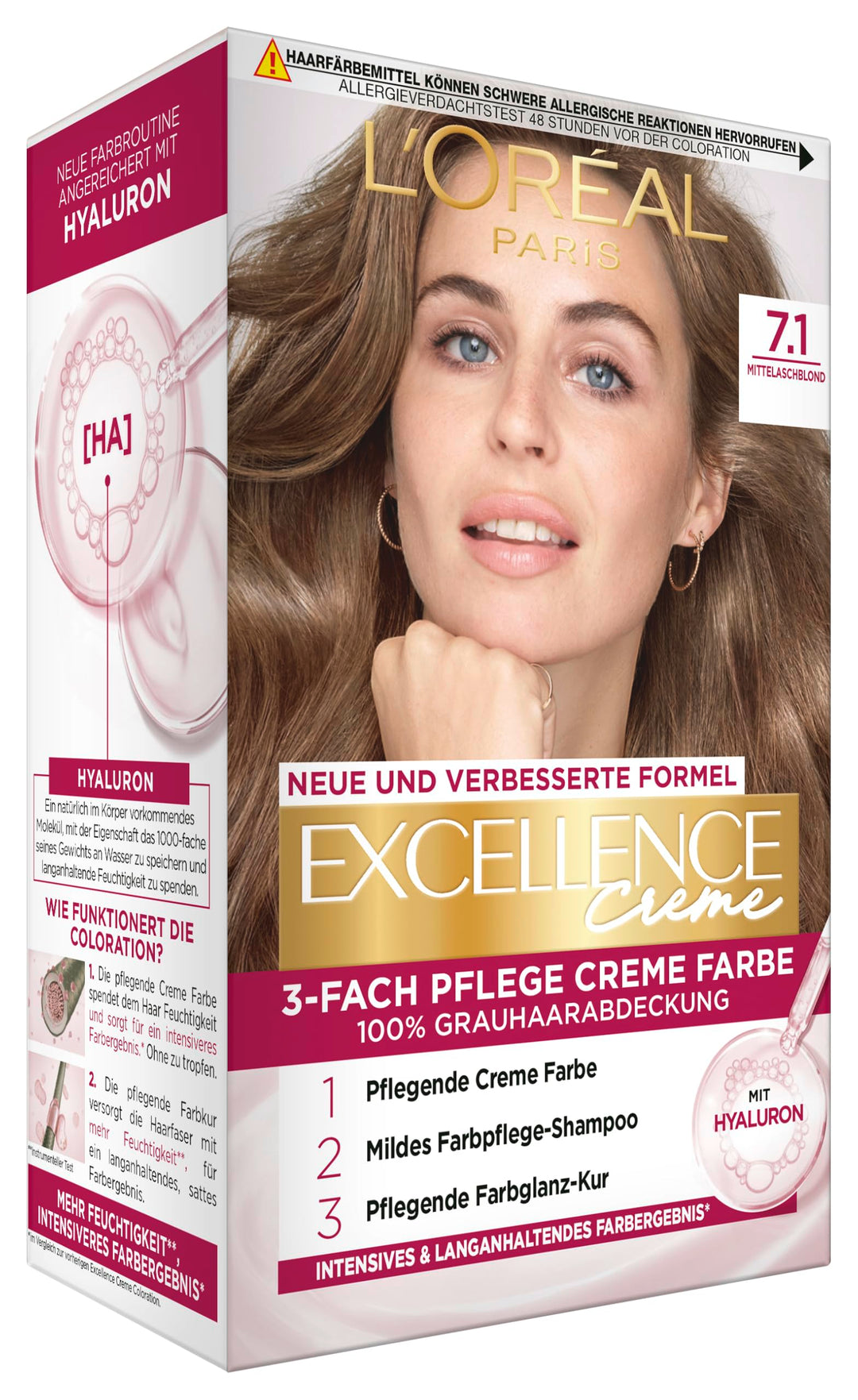 L'Oréal Paris Permanente Haarfarbe, 100% Grauhaarabdeckung, Haarfärbeset mit Coloration, Shampoo und